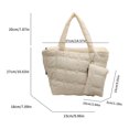 thumbnail image 2 of 6015 Bolso Algodón Ligero Gran Capacidad Con Hilo Bordar Acolchado Versátil E Informal Con Bolso Pequeño para (beige), 2 of 9
