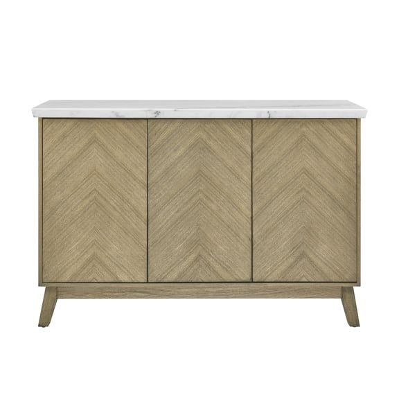 Steve Silver Vida Indoor Mid Century Modern Sideboard with Genuine Marble Top, Burnished Blonde