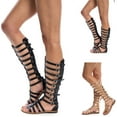 thumbnail image 1 of TrendOFT Sandales à Assise Plantaire pour Femmes Dames Hautes Chaussures d'Été Mode Bottes Rétro Décontractées Genou Sandales Plateforme pour Femmes Or 43, 1 of 9