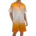 thumbnail image 1 of Men's Gradient Printed Silk Satin Short Sleeve Button Up Pajama Loungewear Set for Comfortable Sleep, 1 of 4
