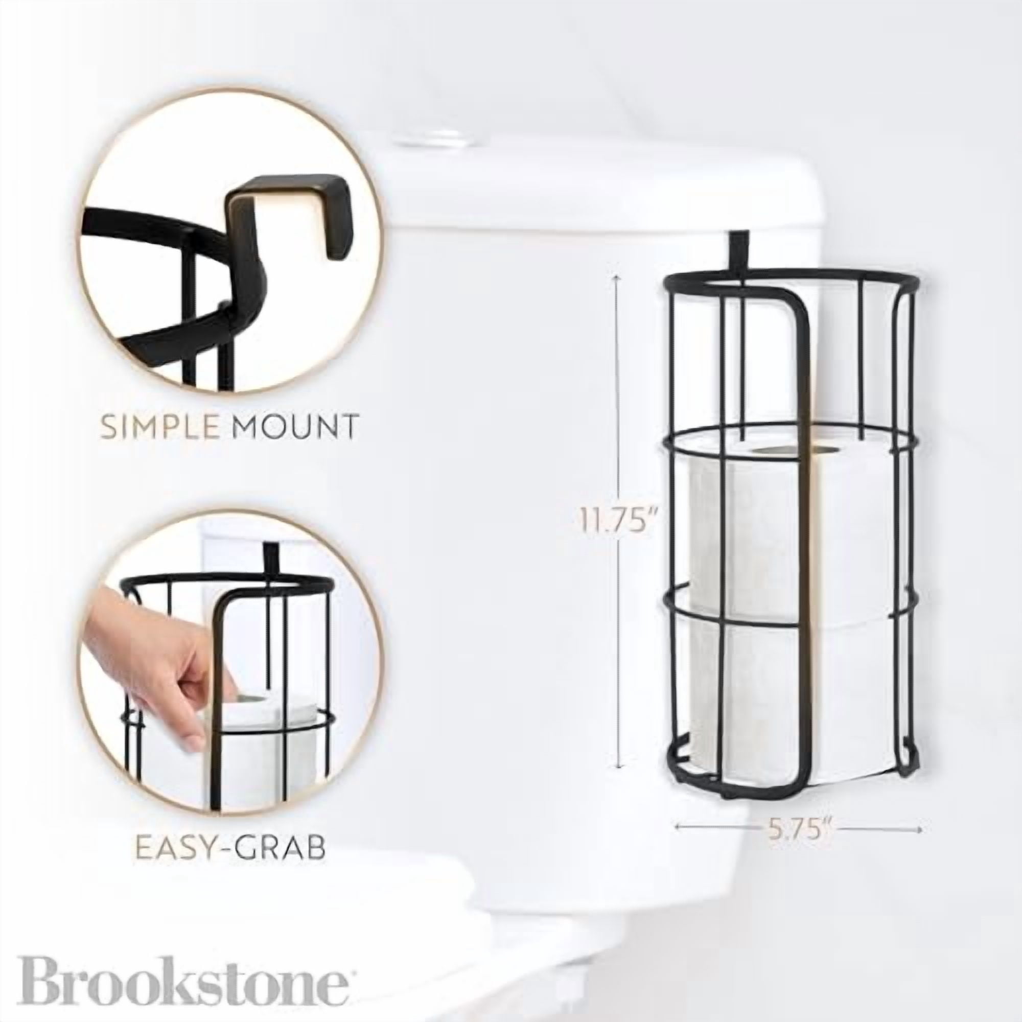 Over The Toilet Paper Holder Reserve, Metal Bathroom Toilet Paper Storage That Fits Any Size Rolls, Matte Black