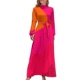 thumbnail image 2 of Vestido largo rosa fuerte a naranja Vestido largo Vestido de mujer vintage, 2 of 5