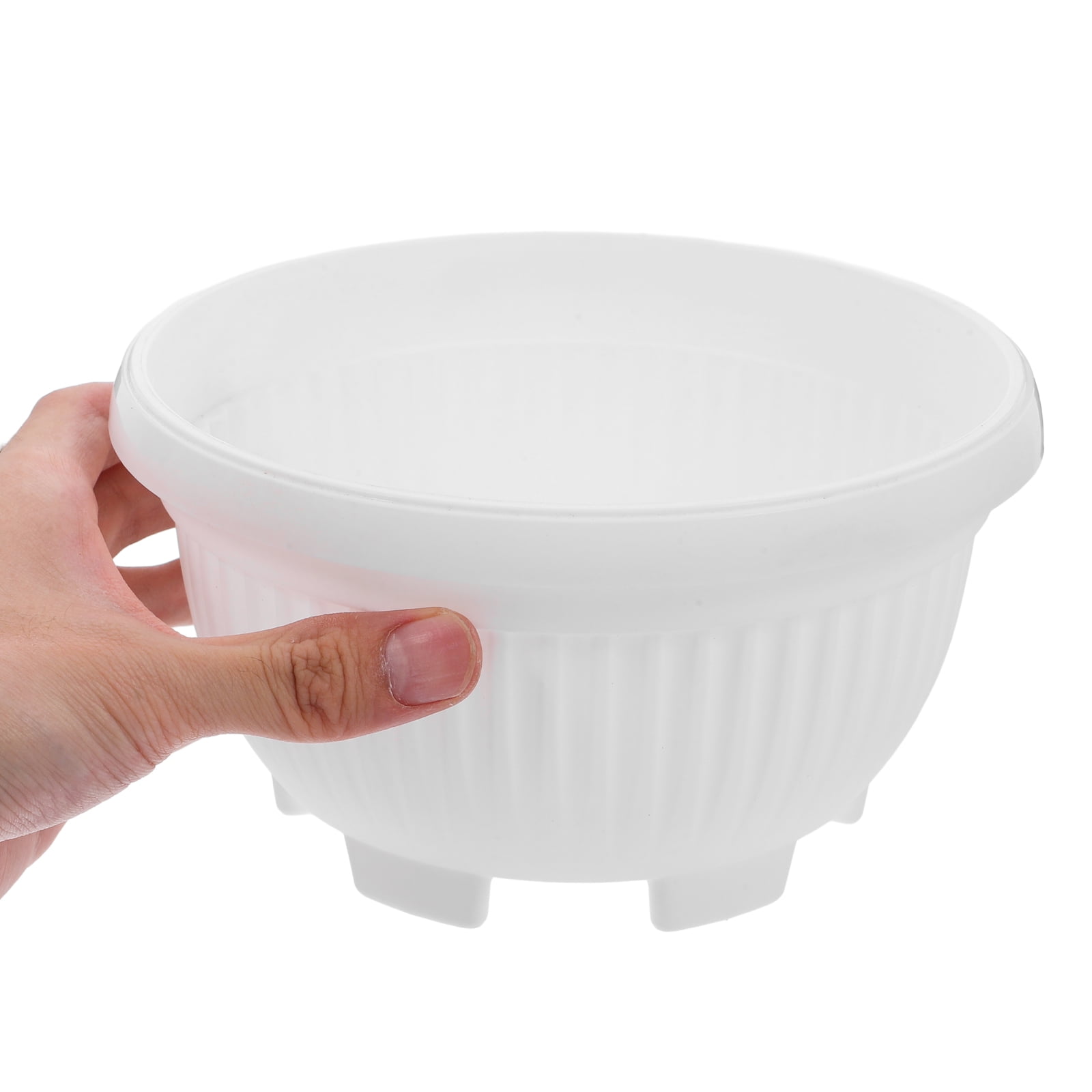 ETHZZLE Set of 6 White Plastic Flower Planter Pots, Lightweight and for Indoor and Outdoor Gardening Use