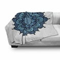 thumbnail image 3 of Lotus Soft Flannel Fleece Throw Blanket, Style Traditional Magic Vintage Leaves Symbolic Hippie Graphic, Cozy Plush for Indoor and Outdoor Use, 50" x 70", Sky and Violet Blue, by Ambesonne, 3 of 6