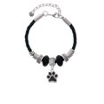 thumbnail image 2 of Delight Jewelry Silvertone Medium Black Paw Godmother Celtic Knot Leather Bead Bracelet, 7"+2" Extender, 2 of 4
