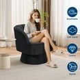 thumbnail image 4 of QinaQin Sillón barrel giratorio acolchado, tapizado suave con respaldo a rayas y giro completo, ideal para sala o recámara, 4 of 8