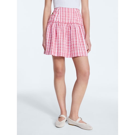 Free Assembly Women's and Women's Plus Drop Waist Tweed Mini Skirt, Sizes 0-22