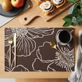 thumbnail image 2 of Brown Flowers Placemats Set of 4, Spring Floral Botanical Modern Art Placemats for Dining Table, Place Mats for Kitchen Tabletop, Waterproof Wipeable Dining Table Mats Set, 2 of 9