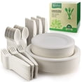 thumbnail image 1 of Juego de vajilla BIRCHIO 250 platos de papel biodegradables con utensilios, 1 of 7