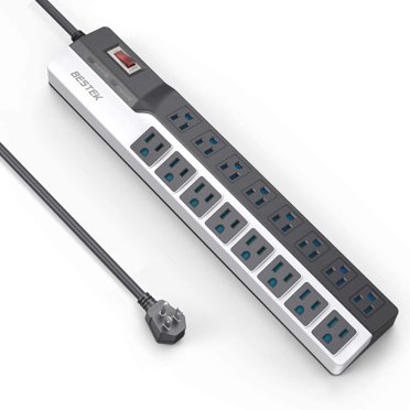 BEVA Power Strip Tower Surge Protector Flat Plug Desktop Charging