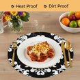 thumbnail image 4 of Baroque Black Round 15 Inch Placemats Set of 4, Vintage Damask Classic Floral HeatResistant Non Slip Place Mats for Dining Table, Wipeable Braided Kitchen Table Mats for Housewarming, 4 of 9
