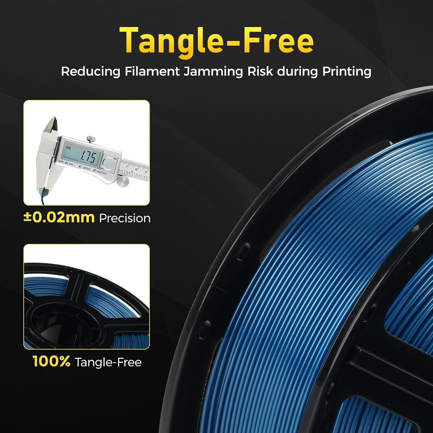 Rapid PETG 3D Printer Filament 1.75mm Metallic Bright Gold 1KG Spool, High Speed Printing up to 600mm/s, Excellent Layer Adhesion, Dimensional Accuracy +/- 0.02mm, Tangle-Free