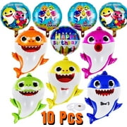 10pcs Baby Little Shark helium Balloons with 10 meter ribbon, 26 inches Baby Cute Shark Balloons, Baby Cute Shark Party Supplies, Decorations