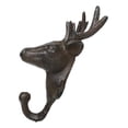thumbnail image 4 of Pack Of 2 Cast Iron Rustic Elk Deer Head With Antlers Wall Coat Hook Sculptures, 4 of 9