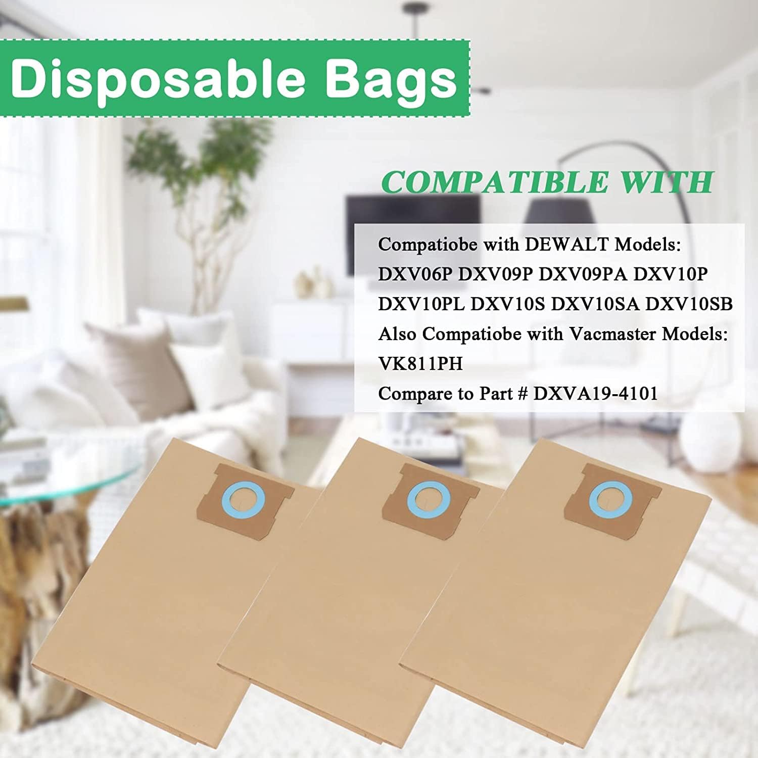 9 Pack Compatible with DeWalt 6-10 Gallon Wet/Dry Vacuum # DXVA19-4101High Efficiency DXV06P DXV09P DXV09PA DXV10P DXV10PL DXV10S DXV10SA DXV10SB