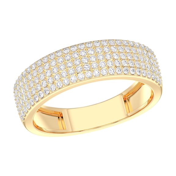 KEEVA JEWELS 1.00 Carat Round Moissanite 5 Row Wedding Band for Women Made in Yellow 18K Gold Plated Silver Size 5.5