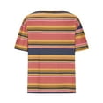 thumbnail image 5 of Ashirexll T-shirts, Womens Short Sleeve Tops, Women Oversized T-shirt Striped Short Sleeve Crew Neck Tee Shirt Casual Loose Drop Shoulder Summer Going Out Top, 5 of 6