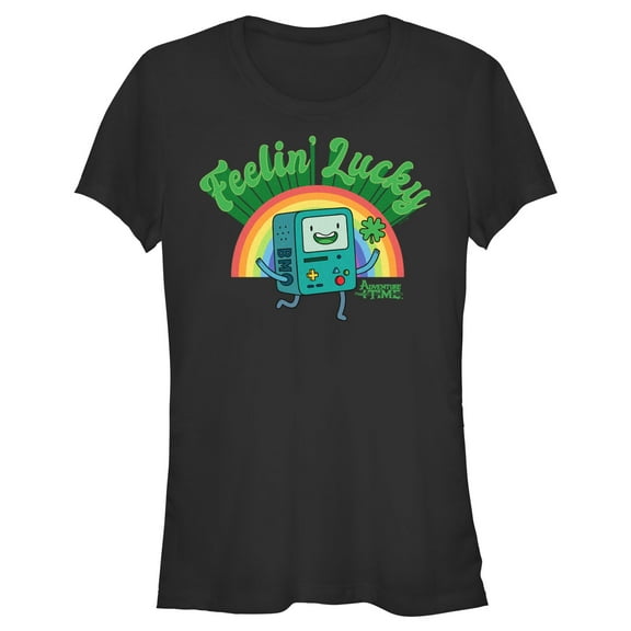 Junior's Adventure Time Feelin' Lucky BMO  Graphic Tee Black X Large