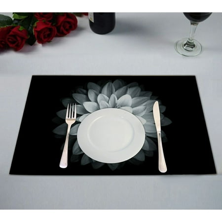 

ZKGK Dahlia Floral Pattern Placemat Table Mat 12x18 inches Set of 2
