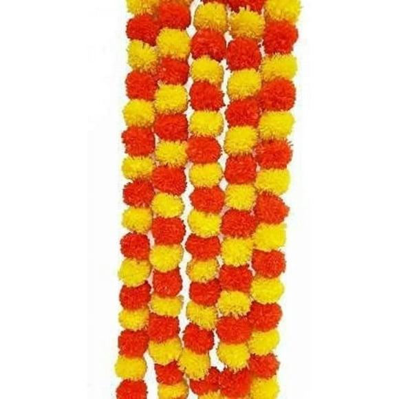 Guirlande Décorative Souci Mala Fleur Artificielle Penda Phool 5 Pieds de Long pour