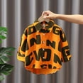 thumbnail image 2 of Emitonse Toddler Boy girls Long Sleeve T Shirts Boys Button Down Shirts Holiday Cool Print Summer Beach Shirt For Kids Orange,Size 8-9 Years, 2 of 5