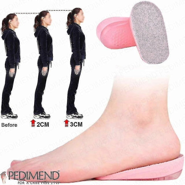 Plantillas invisibles para aumentar el talón Pedimend (2 unidades) - Plantilla para aumentar la altura - Vendedor del Reino Unido Hvg X[s Negro (para hombres) 2CM