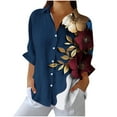 thumbnail image 2 of Ailaofu Button Down Shirts for Women Long Sleeve Collared Dressy Tops T Shirts Loose Fit Work Outfits Office, 2 of 6