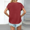 thumbnail image 4 of LADIGASU Women's Casual Solid Color Short Sleeve Round-Neck Blouses Shirts, 4 of 7