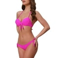 thumbnail image 4 of Women's Knot Twist Halter Bikini Sets 2 Piece Double Straps Tie Back Triangle Bottoms Swimwear Bathing Suits X-Large Roes Red, 4 of 5