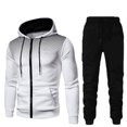 thumbnail image 3 of Men's Winter Sports Casual Fitness Suit with Dots Hoodie Sweatshirt and Pants, for Gym Training and Winter Outdoor Activities,White,M, 3 of 5