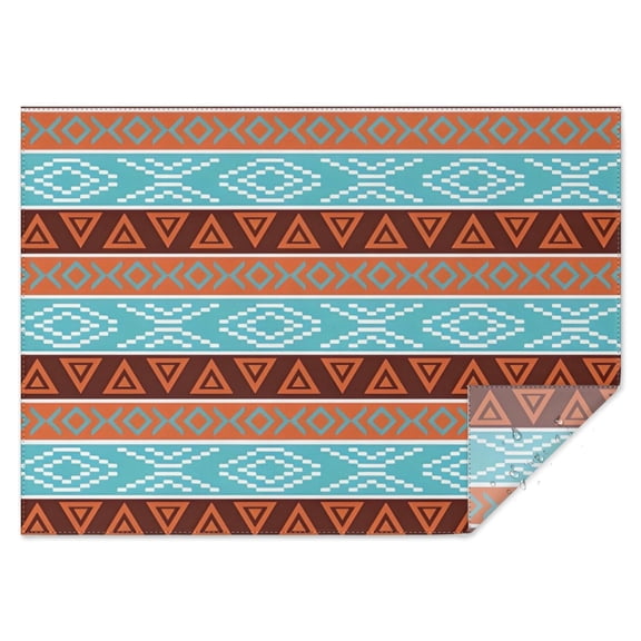 Blue and Brown Geometric Pattern Rectangle Tablecloth 60"x84",Waterproof Polyester Rectangle Table Cloth, Wipeable Spillproof Polyester Tablecloth for Dining, Camping, Indoor and Outdoor