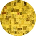 thumbnail image 1 of Ahgly Company Indoor Round Patchwork Yellow Transitional Area Rugs, 6' Round, 1 of 4