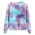 thumbnail image 6 of Bibifish Womens Tie Dye Sweatshirt Colorful Printed Crewneck Long Sleeve Sweatshirts Casual Loose Fit Cozy Spring Fall Graphic Pullover Tops, 6 of 6