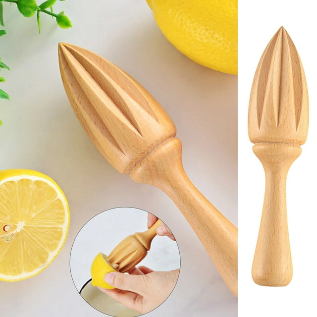 Oleegame 1PC Manual Lemon Unpainted Solid Wood Lemon Kitchen Baking Supplies Log Juicing Tool Yellow