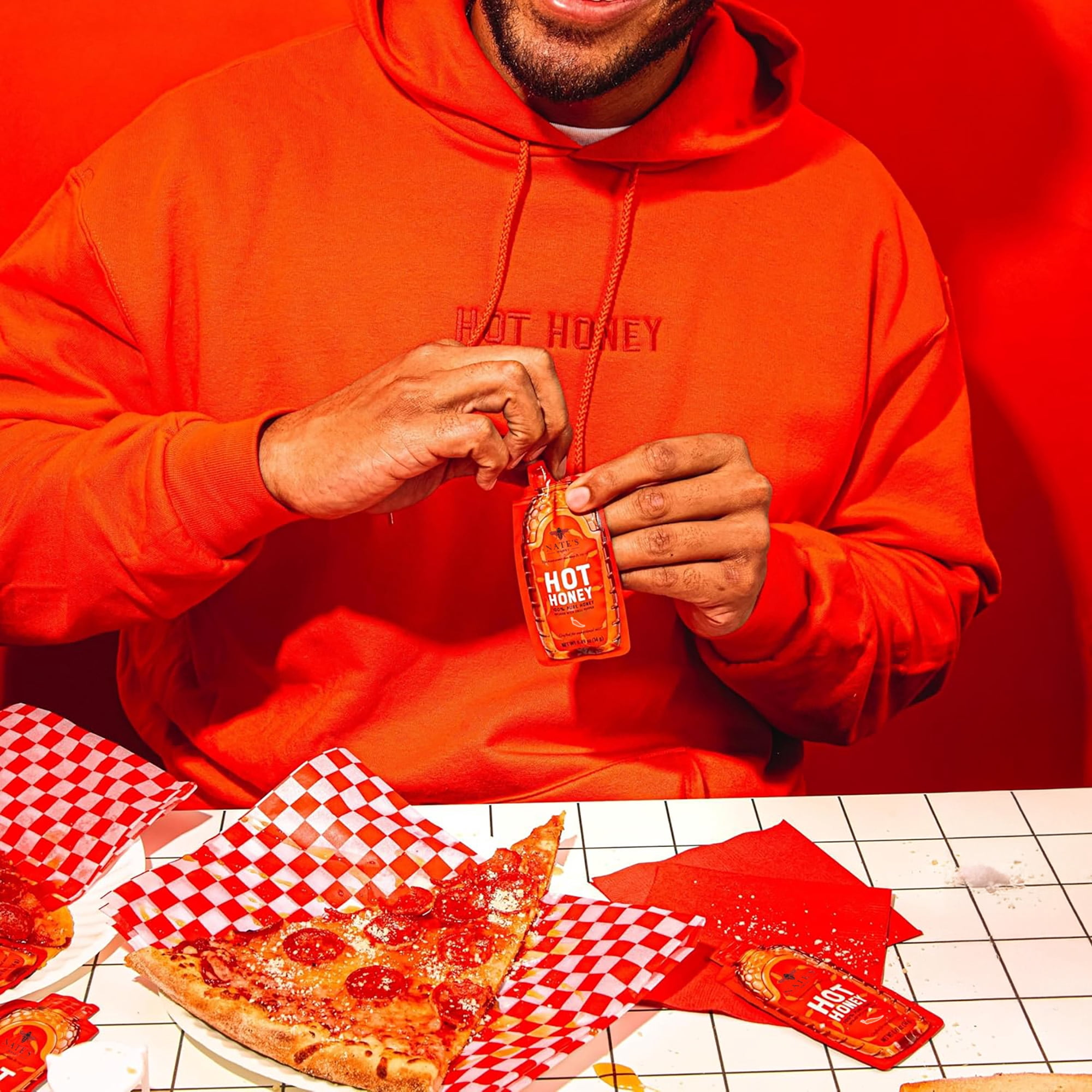 Nate's Hot Honey Minis: 100% Pure Honey & Habanero Chili Pepper - 20 Single Serve Packets