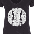 thumbnail image 4 of Inktastic Distressed Baseball in White Women's V-Neck T-Shirt, 4 of 5