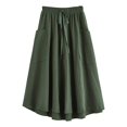 thumbnail image 3 of YUEJUIR Womens Skirts Women's Casual High Waist Pleated A Line Midi Skirt with Pocket A Line Skirt Boho Skirt (A,XS), 3 of 4
