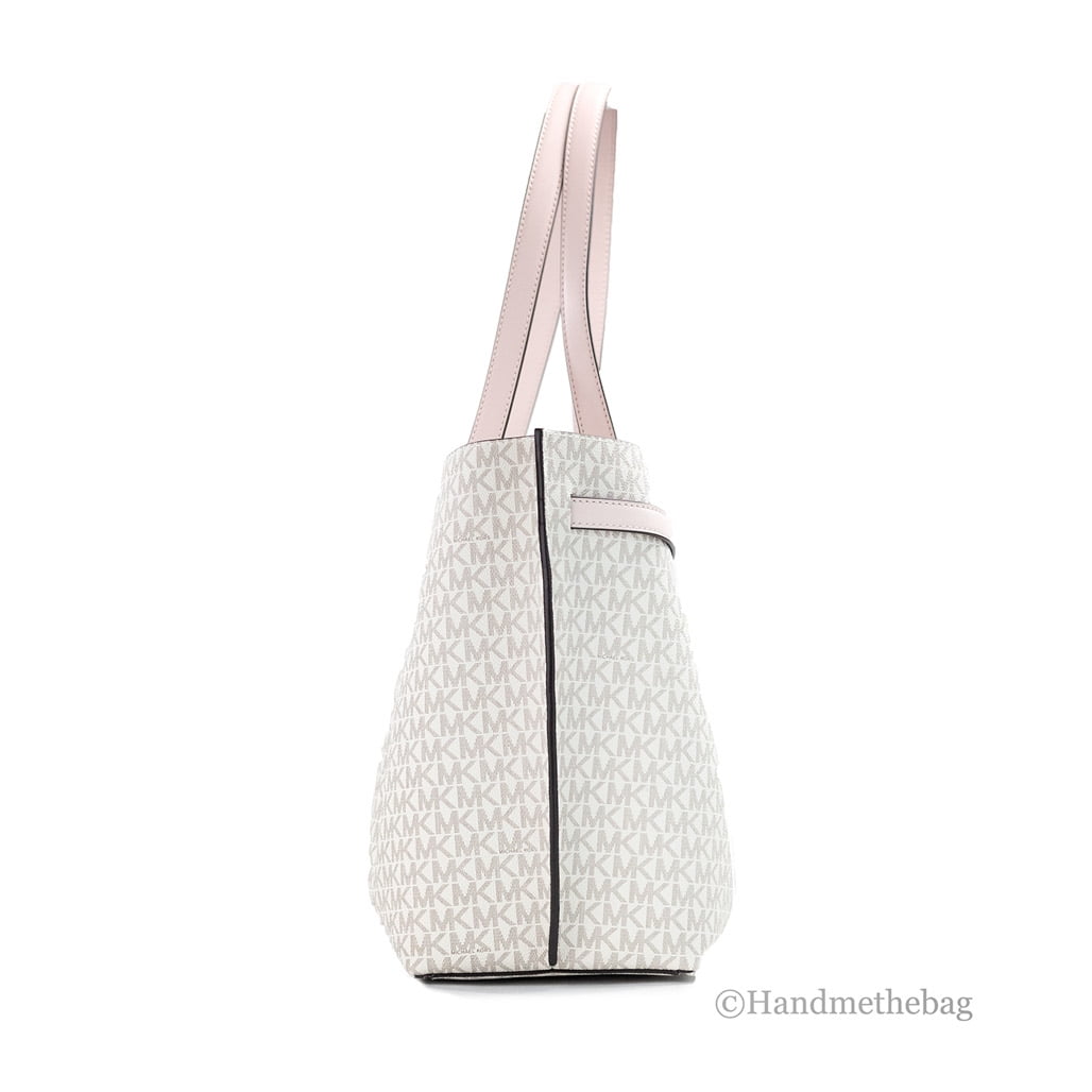Michael Kors Emilia Large Powder Blush Signature PVC East West Tote Purse
