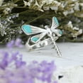 thumbnail image 2 of Whimsical Dragonfly Green Turquoise Inlay Wings .925 Sterling Silver Ring - 9, 2 of 4