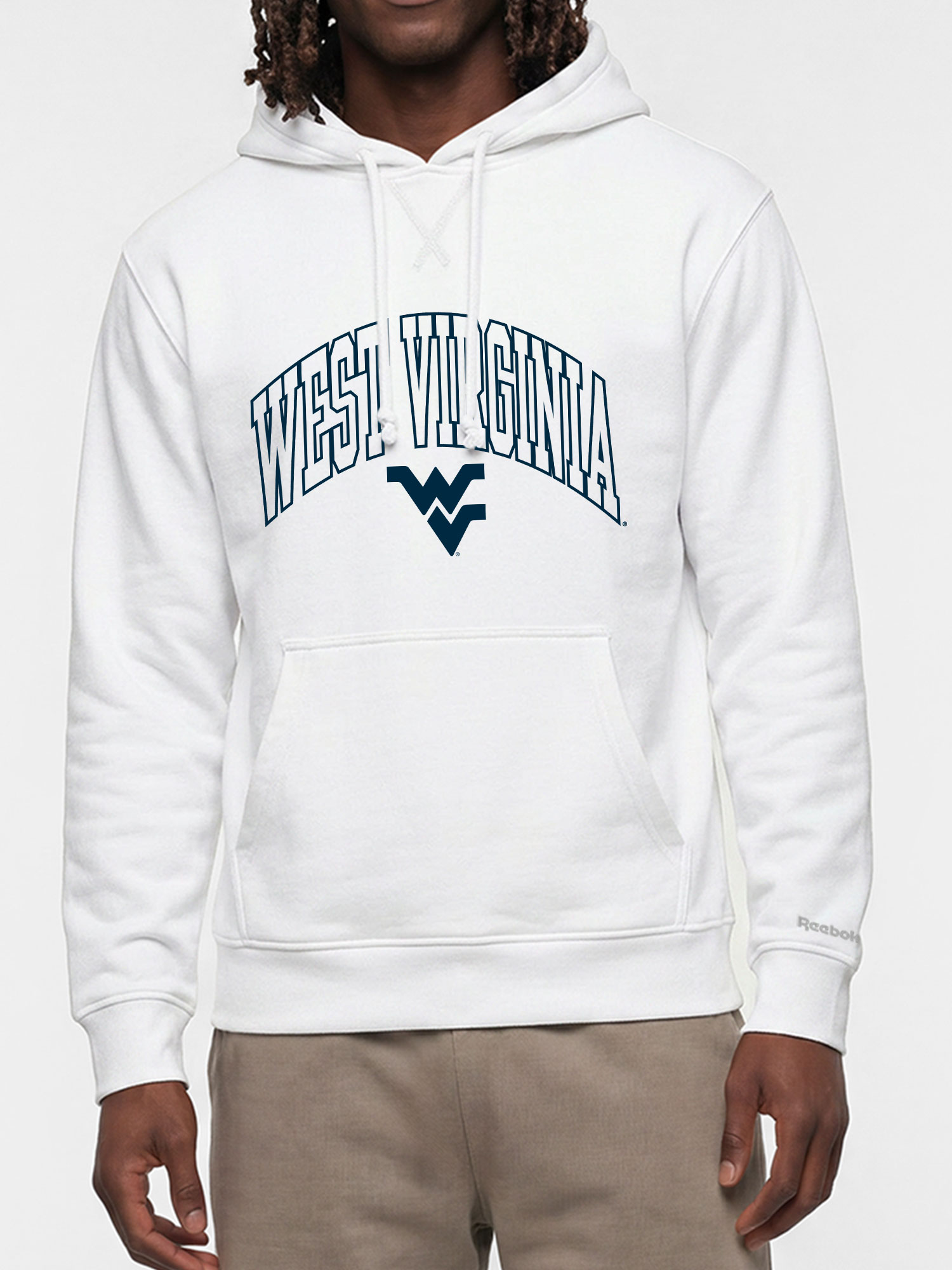 West Virginia Mountaineers Reebok Mens White Hooded Sweatshirt