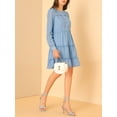 thumbnail image 5 of INSPIRE CHIC Women's Swiss Dots Elastic Waist Gathering Flowy Tiered Chiffon Dress Blue S, 5 of 6