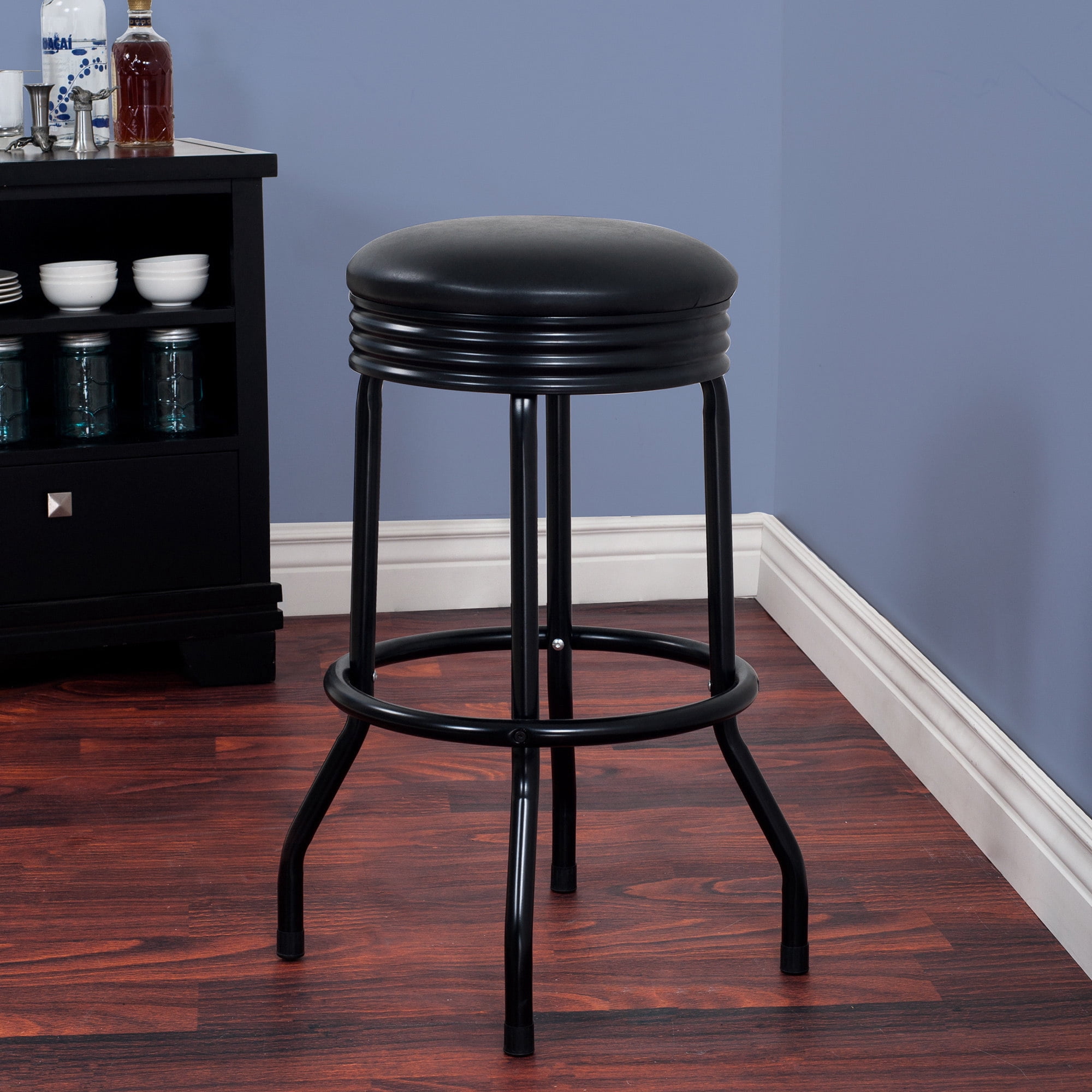 Trademark Global Retro Ribbed Swivel Bar Stool