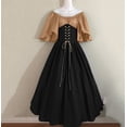 thumbnail image 1 of Vestido medieval retro de color contrastante ajustado, vestido grande con mangas voladoras y hombros descubiertos, vestido de cosplay, 1 of 6