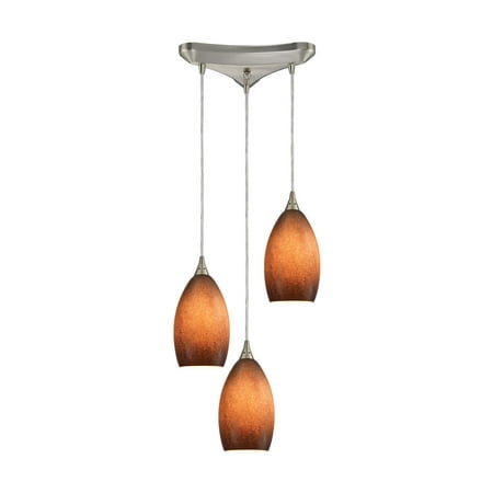 Earth 3-Light Triangular Pendant Fixture in Satin Nickel with Textured Sand (Best Way To Sand Glass)