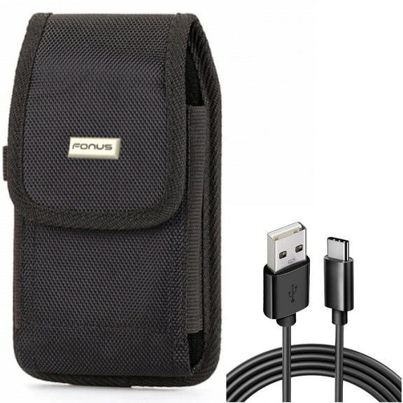 For Galaxy A73 /A54 /A53 /A33 5G - 6ft USB Cable w Case Belt Clip, Type-C Charger Cord Power Wire USB-C Long Fast Charge Sync High Speed Black for Samsung Galaxy A73 /A54 /A53 /A33 5G