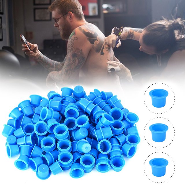 100 vasos de tinta para tatuajes, desechables, para tinta pigmentada, maquillaje, suministros para tatuajes, cejas y microblading