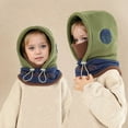 thumbnail image 6 of AWZXDE Childrens Winter Hats Windproof Ear Cover Thickened Integrated Hat Scarf And Piece One Body Wool Warm Cap Green, 6 of 6