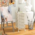 thumbnail image 3 of CRXX 10-Drawer Storage Cart w/Universal Wheel, Rolling Cart w/Handle, Home Organizer Storage Unit w/Removable Drawers, Trolley Utility Cart for Kitchen Makeup Living Room Office Play Room, Ivory, 3 of 18