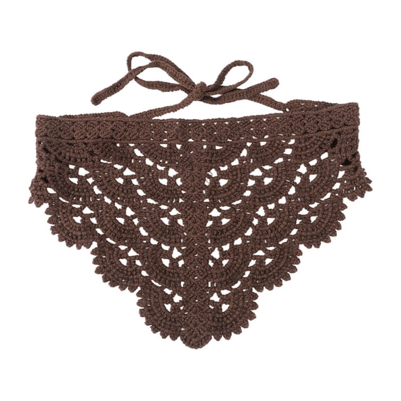 WZXFASHION Womens Head Wraps Crochet Knit Soft Slouchy Style Hair Bandanas with Ties for Vacation Photograph Outdoors Brown