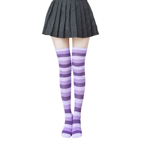 

GHOONEY Colorful Striped Stockings Knee High Socks for Women over the Knee Socks Teen Thigh High Socks Warm Long Knee Hosiery